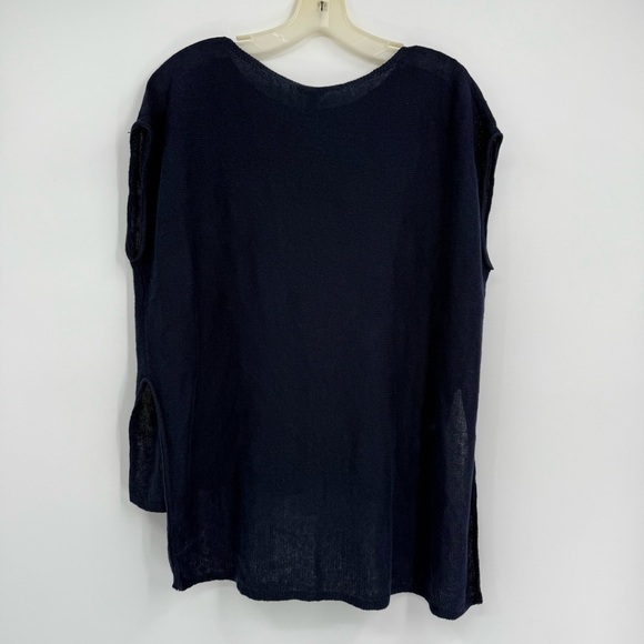 Eileen Fisher 100% Organic LINEN Blue Sleeveless Sweater Top womens size XS - Picture 8 of 9